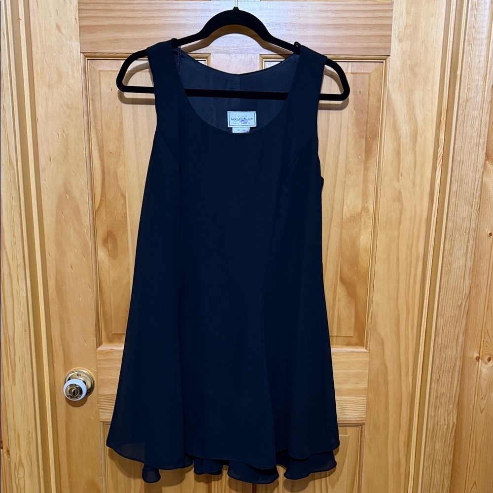 Black Molly Malloy Sleeveless A-Line Dress Chiffon Flowy Dress, 12 Petite.